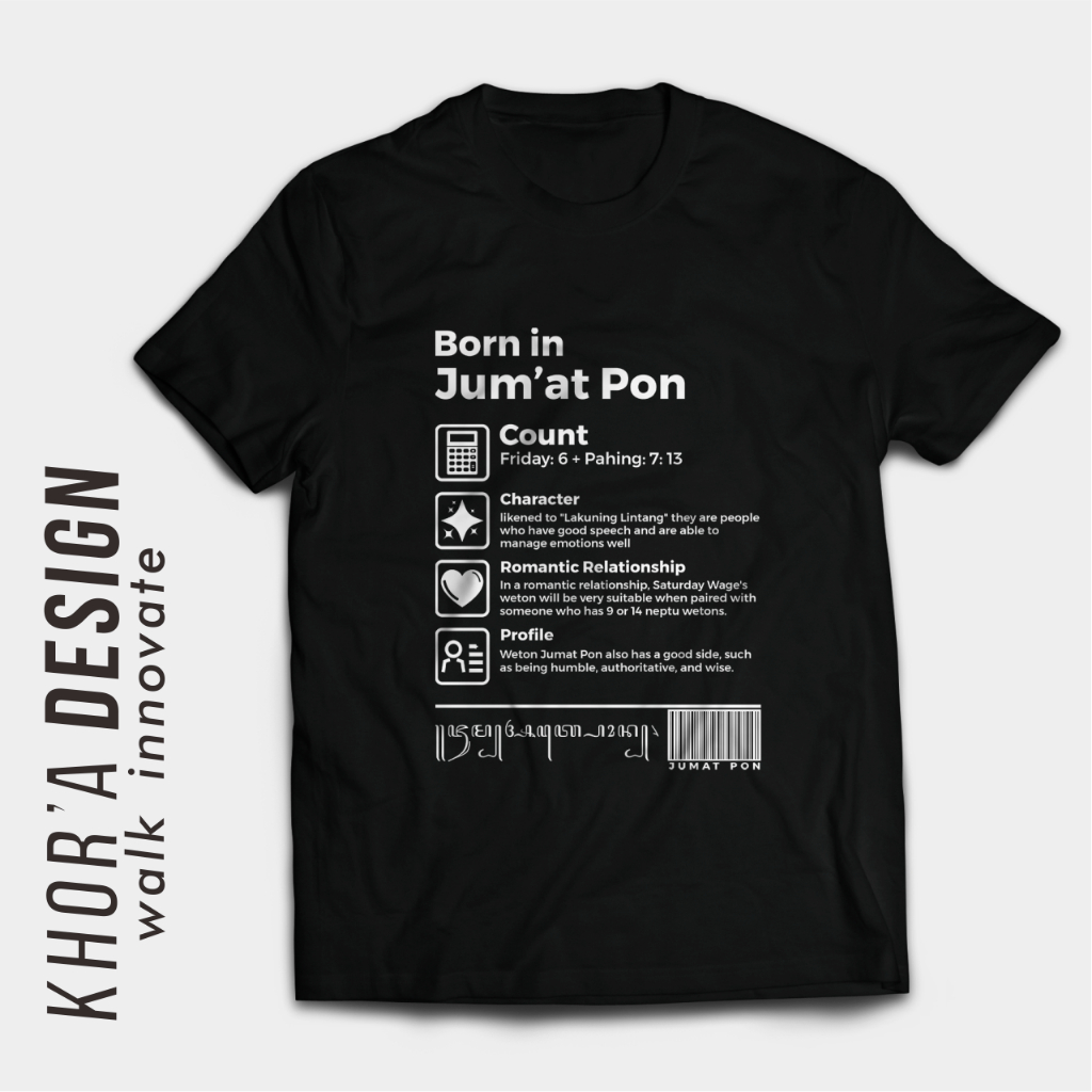 Kaos weton Jumat Pon culture jawa weton kualitas distro cotton combed 30s