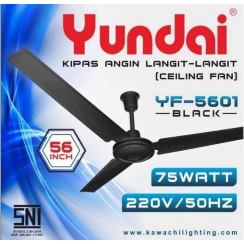 YUNDAI CEILING FAN 56" KIPAS ANGIN 56" WARNA HITAM