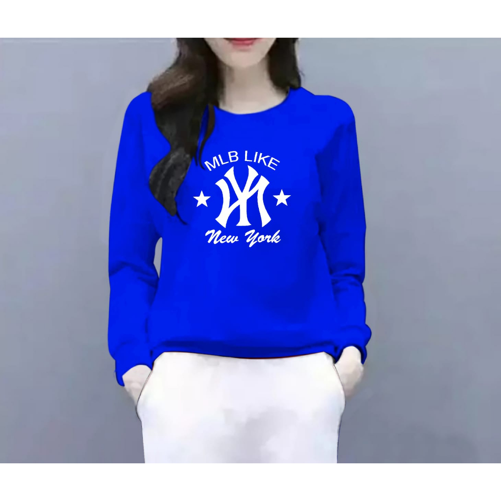 BAJU ATASAN TRENDY MLB LIKE GIRL TERBARU-KAOS DISTRO CEWEK KEREN LENGAN PANJANG MASA KINI DAN TERLARIS