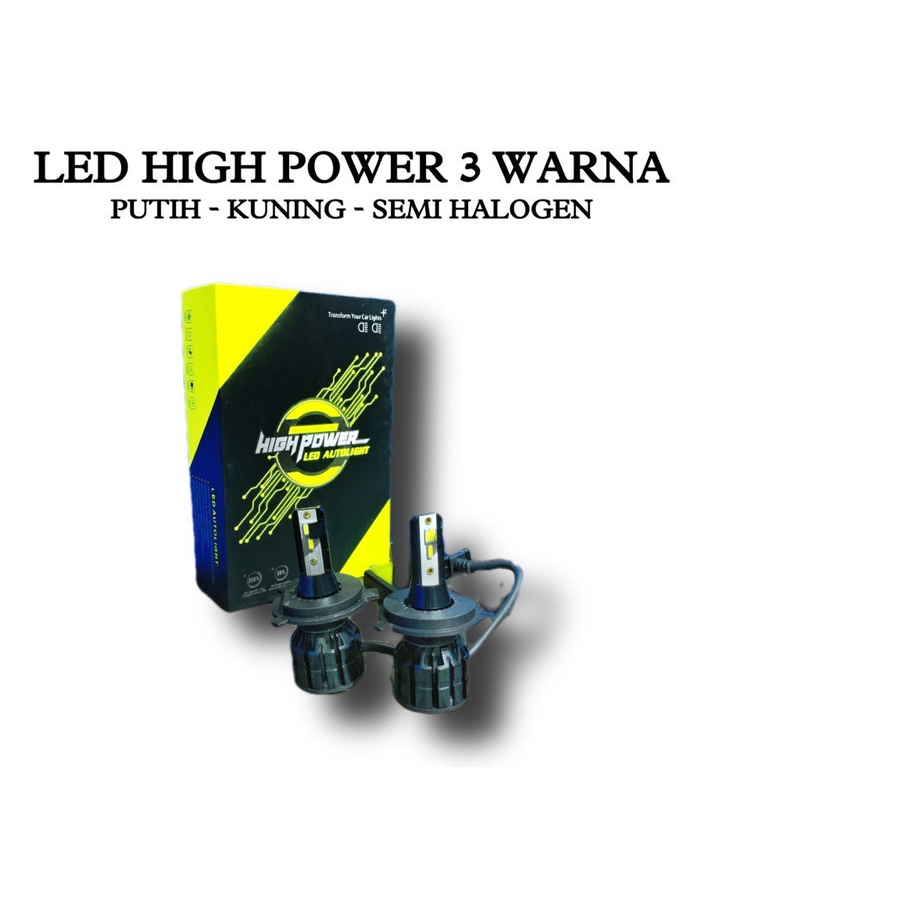 Lampu LED Mobil 3 Warna High Power / LED Headlight Mobil High Power