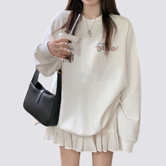 XiaoZhaiNv Korean Style Style Tulip Pattern Lengan Panjang Baju Sweater Wanita A0040