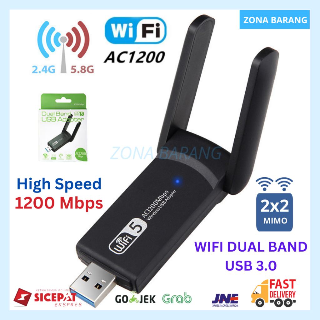 USB 3.0 Wifi 5 AC 1200Mbps Dual Band AC 2.4 5.8 5 Ghz High Speed Gaming Stabil