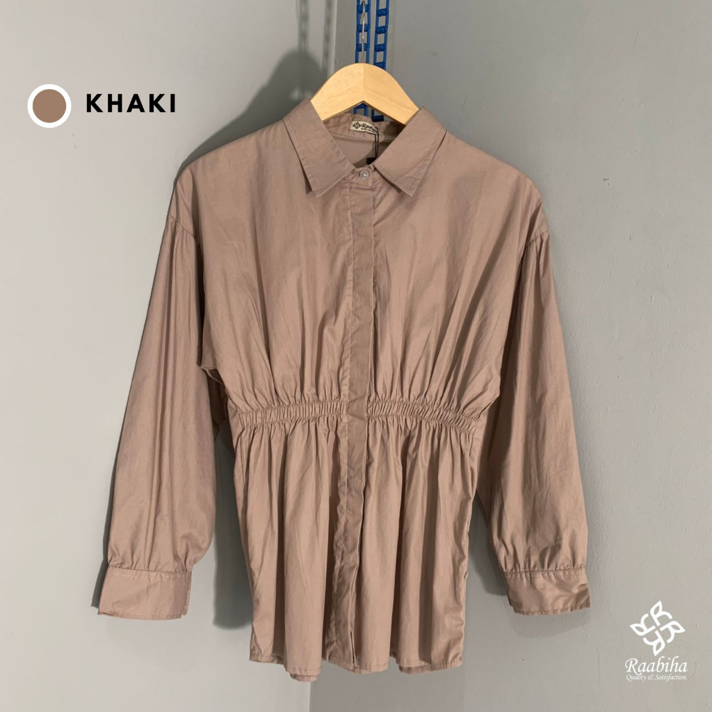 RAABIHA Livi Shirt l Kemeja Polos l Kemeja Serut Korea l Blouse Polos l Kemeja Wanita