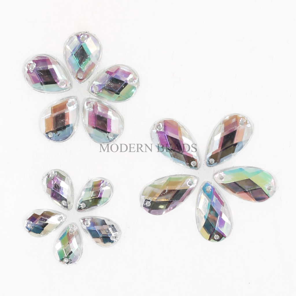 [25 pcs] Payet / Diamond Kristal Akrilik / Acrylic AB / Pelangi Grade A Tetes 8x13mm , 9x17mm , 10x14mm