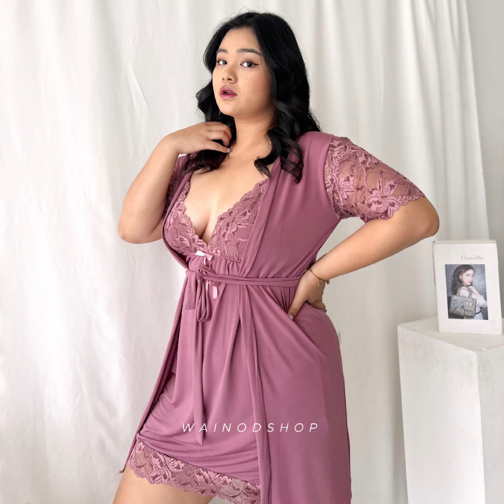 BIANCA S-6XL sexy lingerie dress &amp; kimono - WAINODSHOP