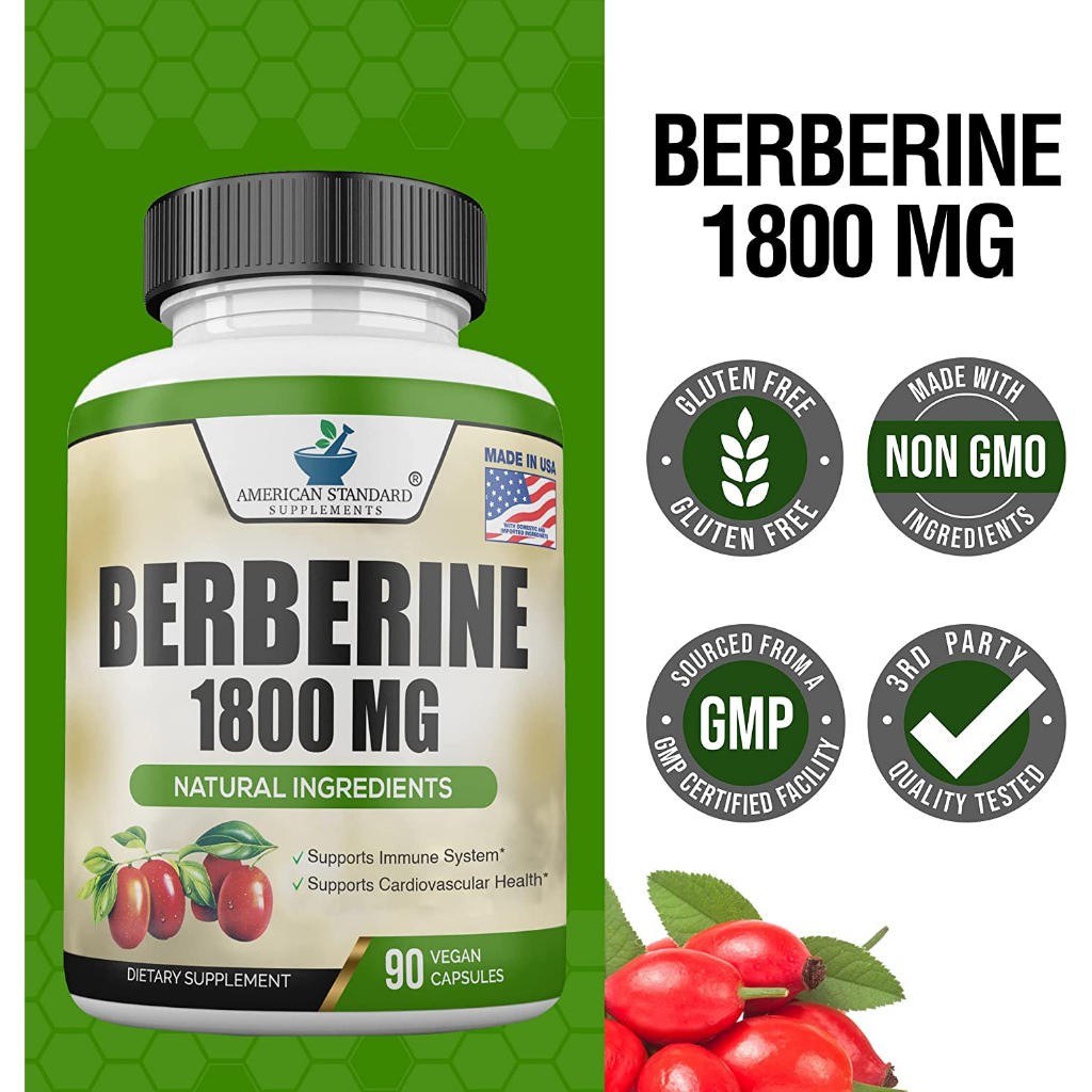 American Standard Supplements Berberine 1800mg Kolestrol Diabetes Gula Darah Vegan