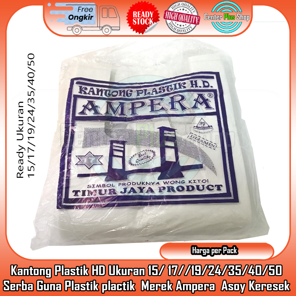 AMPERA Size 15 17 19 24 28 35 40 50 Kantong Asoy Plastik Kresek Serbaguna Warna Putih Isi Bahan Maka