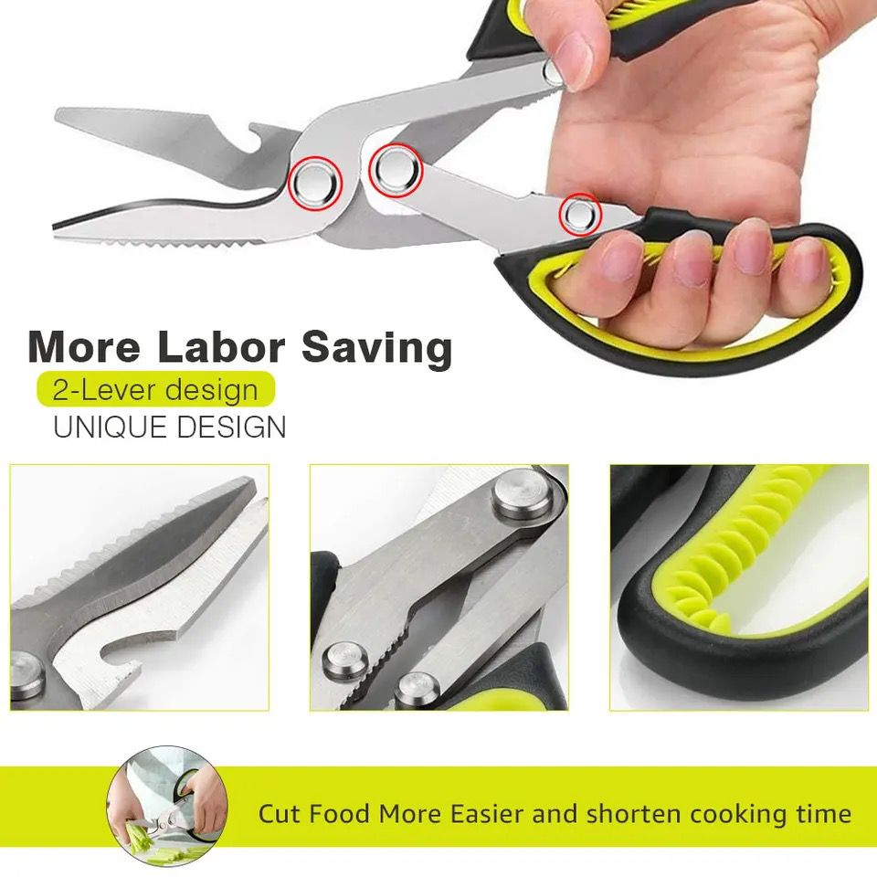 gunting dapur heavy duty serbaguna / premium kitchen scissor stainless multifunction / gunting daging sayur ikan