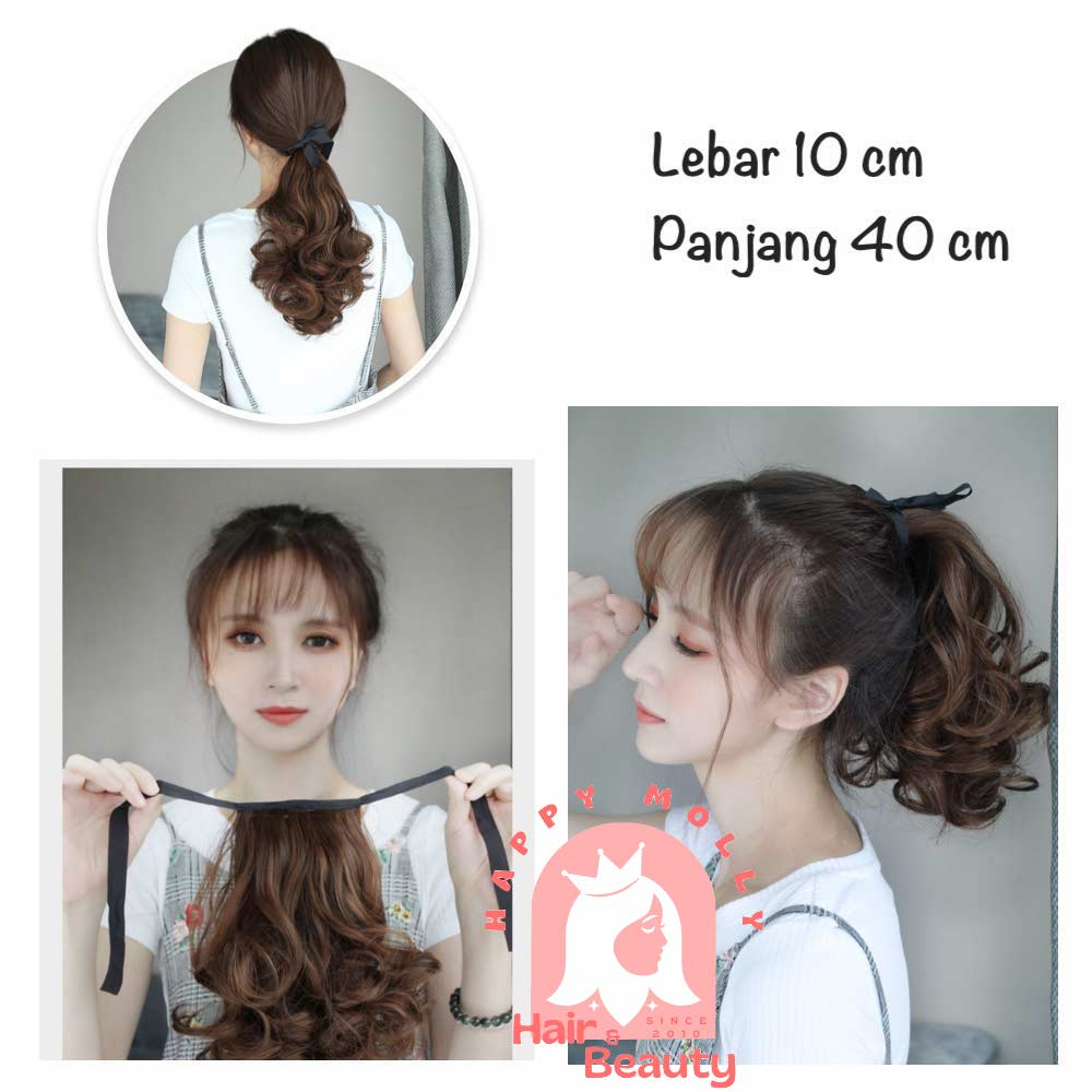 Hair Clip Ponytail Wig - Rambut Kuncir Ekor Kuda Fashion Wanita Korea - Curly - Hair Extension W8211 ( Group )