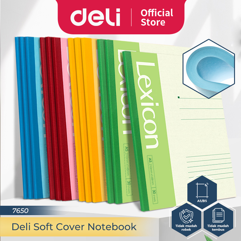 

Deli Softcover Notebook / Buku Catatan Softcover Berkualitas A5 60 gsm 30-80 Lembar 765X