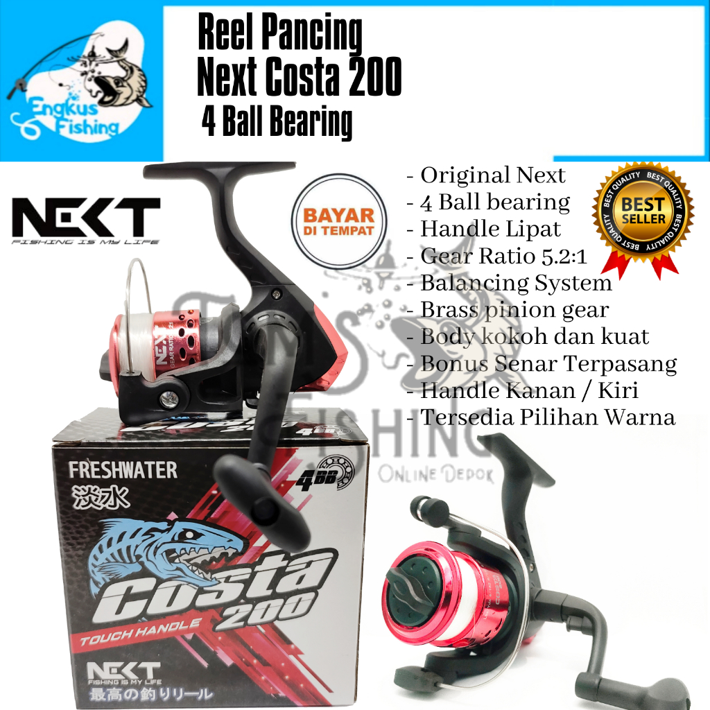 Reel Pancing Next Costa 200 Mini (4 Bearing) Bonus Senar Murah - Engkus Fishing