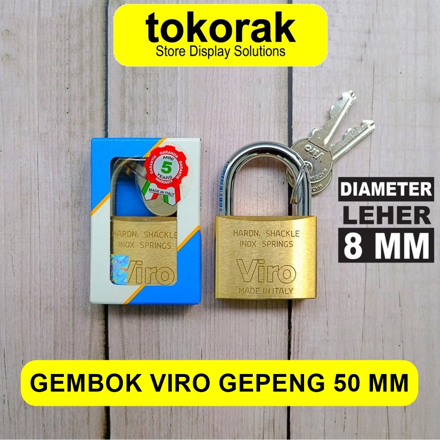 GEMBOK VIRO GEPENG 50MM ASLI ITALY RUMAH PAGAR RUKO KANTOR GUDANG