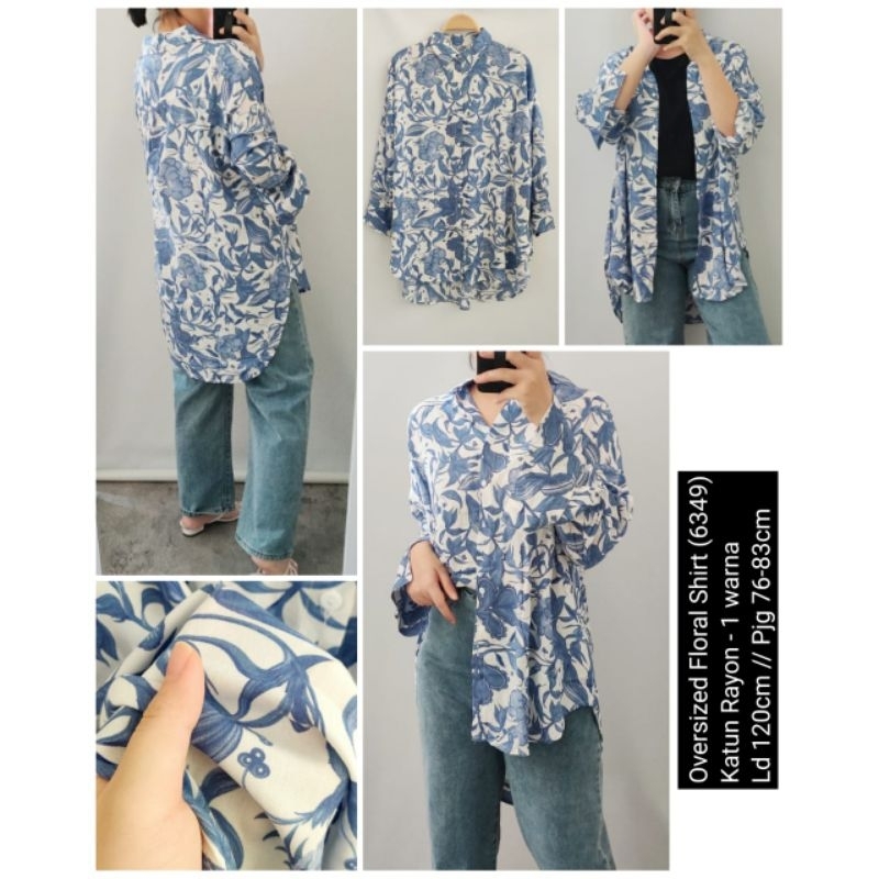 kemeja wanita/oversized floral shirt