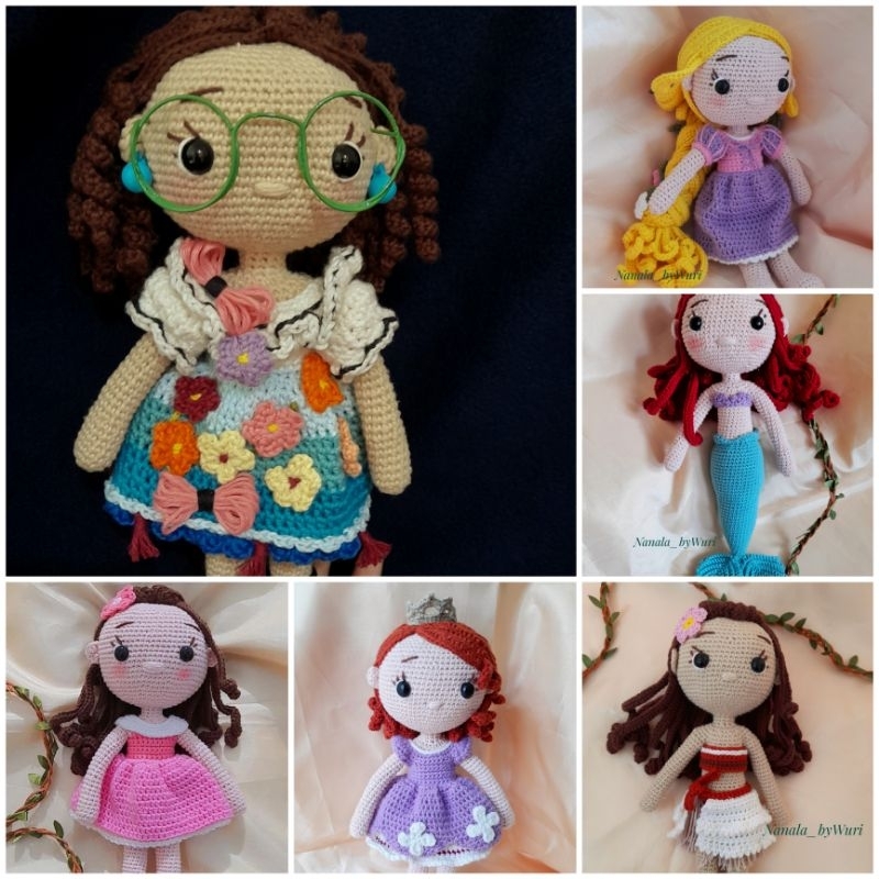 Boneka Princess rajut, Amigurumi Princess 25cm, Boneka rajut, mainan anak, mainan anak perempuan