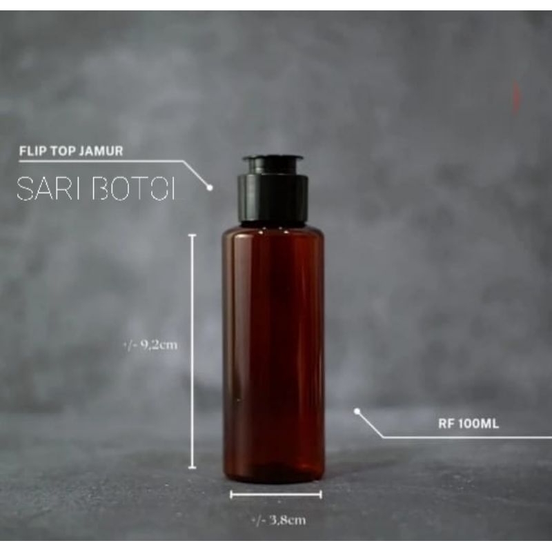 BOTOL FLIPTOP 100ML RF AMBER COKLAT FLIPTOP JAMUR HITAM