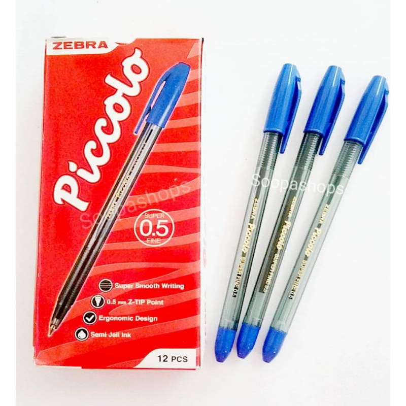 

Bolpoin Zebra Piccolo 0,5 mm Tinta Warna Biru Harga 1 Pak/1 Lusin