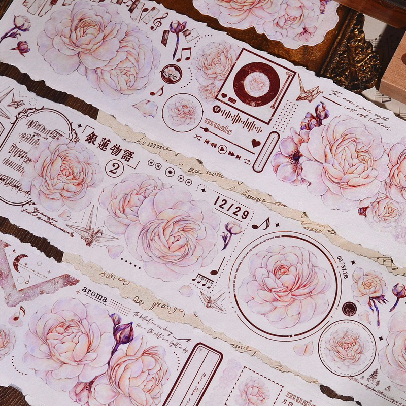 

Little White Pale White Flower Washi & PET Tape