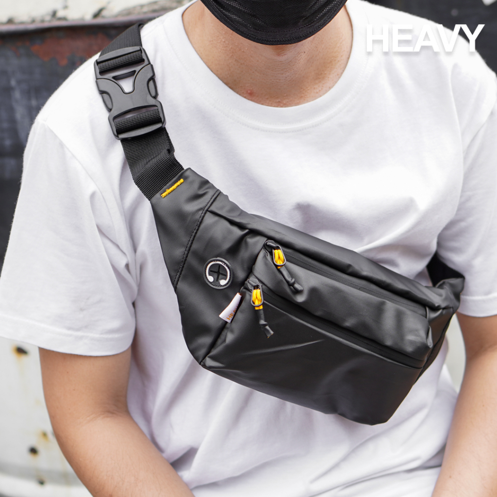 TAS SELEMPANG PRIA HEAVY.BAG. WAIST BAG HEAVY( WATERPROOF) anti air