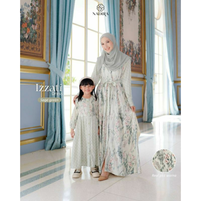 NADIRA HIJAB IZZATI DRESS COUPLE KIDS VALERIE TENUN RAYA SARIMBIT IED SERIES 2022 LEBARAN GAMIS BUSA