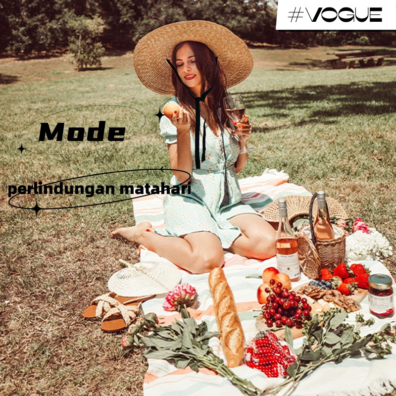 Pantai Wanita Terbaru Topi Pantai Wanita Terbaru Dengan Tali Hitam Panjang & Lebar Tepian Topi Anti-
