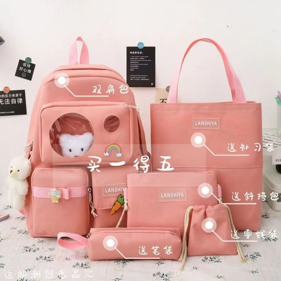 MV_Marvelouz MV806786 Tas RANSEL Wanita 5IN1 Bagpack Kanvas Kekinian Terbaru 2023 1kg bisa 1 tas supplier tas import EL 6786 LT2228