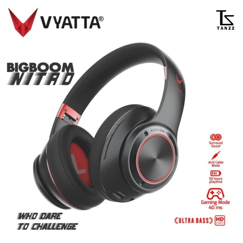 VYATTA Headphone Big Boom Nitro Bluetooth - Gaming Mode 40ms, Surround Sound, 50 Hours