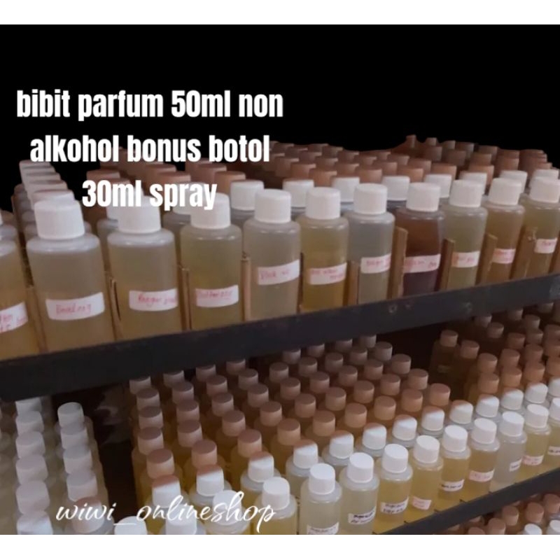 PROMO bibit parfum 50ml non alkohol bonus botol spray 30ml