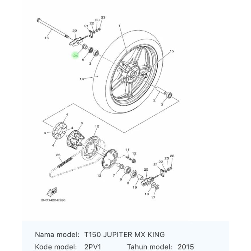 BOSH BOS TROMOL RODA BELAKANG KANAN JUPITER MX KING VIXION NVL NVA R15 V2 ASLI ORI YAMAHA 1PA F5383 00