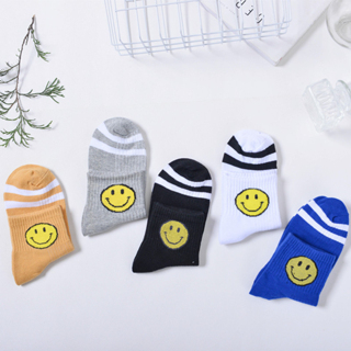 GO!KK1028 Kaos Kaki Pendek Unisex Pria Wanita Motif Smile Emoji Semata Kaki Kaus kaki Pendek Ankle Socks