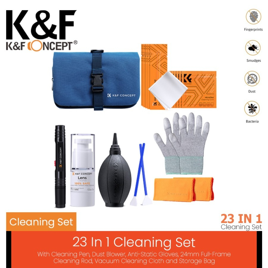 KNF Concept 6-in-1 Cleaning Kit Glove Blower Lenspen Liquid Cloth +Rod