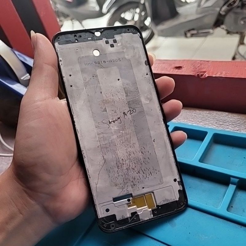 frame dudukan lcd depan samsung a20 original second