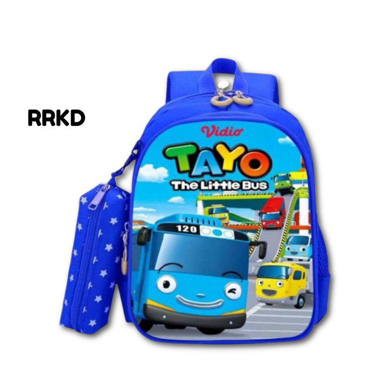 Raarkids Tas Sekolah Anak Perempuan Laki Laki SD TK PAUD Anti Air 2in1 Ransel Original Cewek Laki2 Backpack | Tas Sekolah Anak Perempuan Karakter Tayo Bahan Kanvas Premium