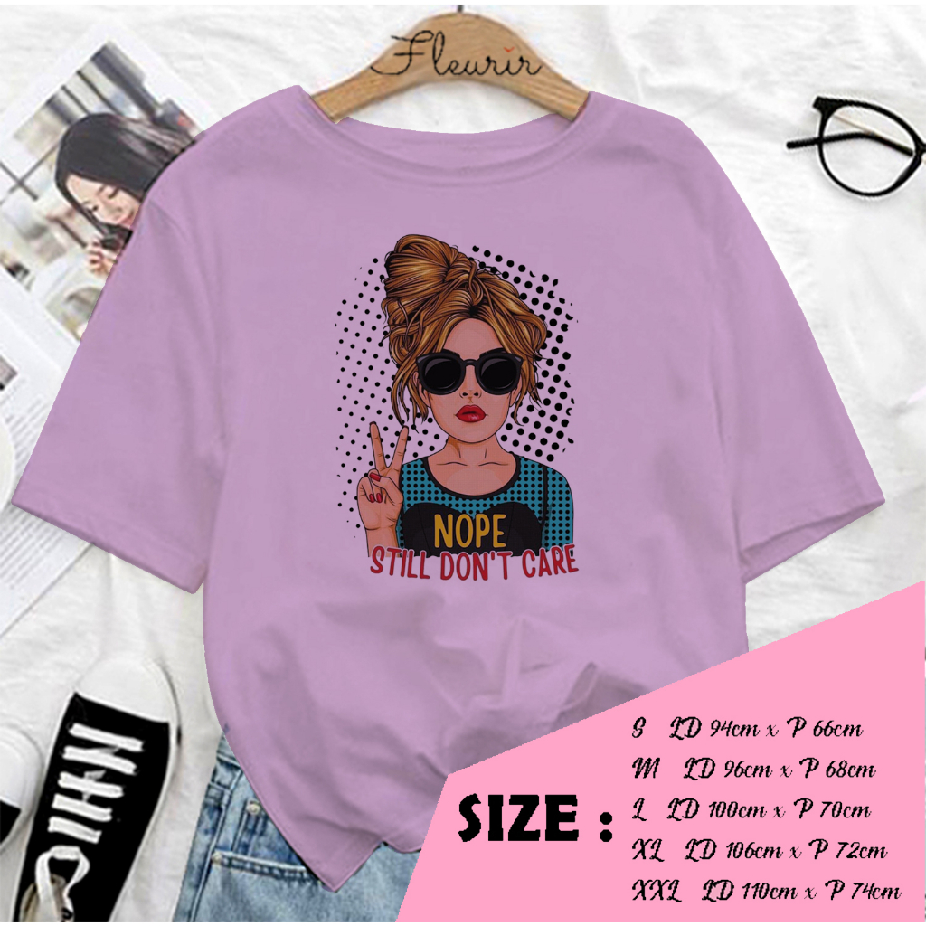 FLEURIR - COD KAOS WANITA PRIA REMAJA DEWASA UNISEX TSHIRT JUMBO OOTD LENGAN PENDEK OVERSIZE NOPE CARE