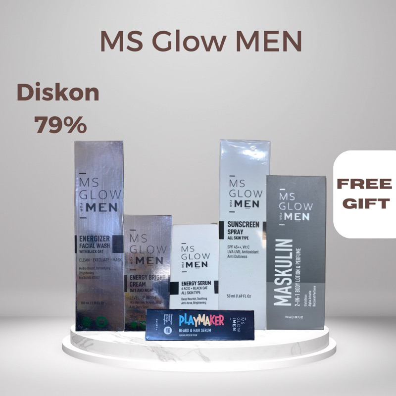 PAKET MEN MS GLOW ORIGINAL 100% *FREE GIFT* Facial Wash Men / Sabun Cowok / Sabun Muka Cowok / Serum