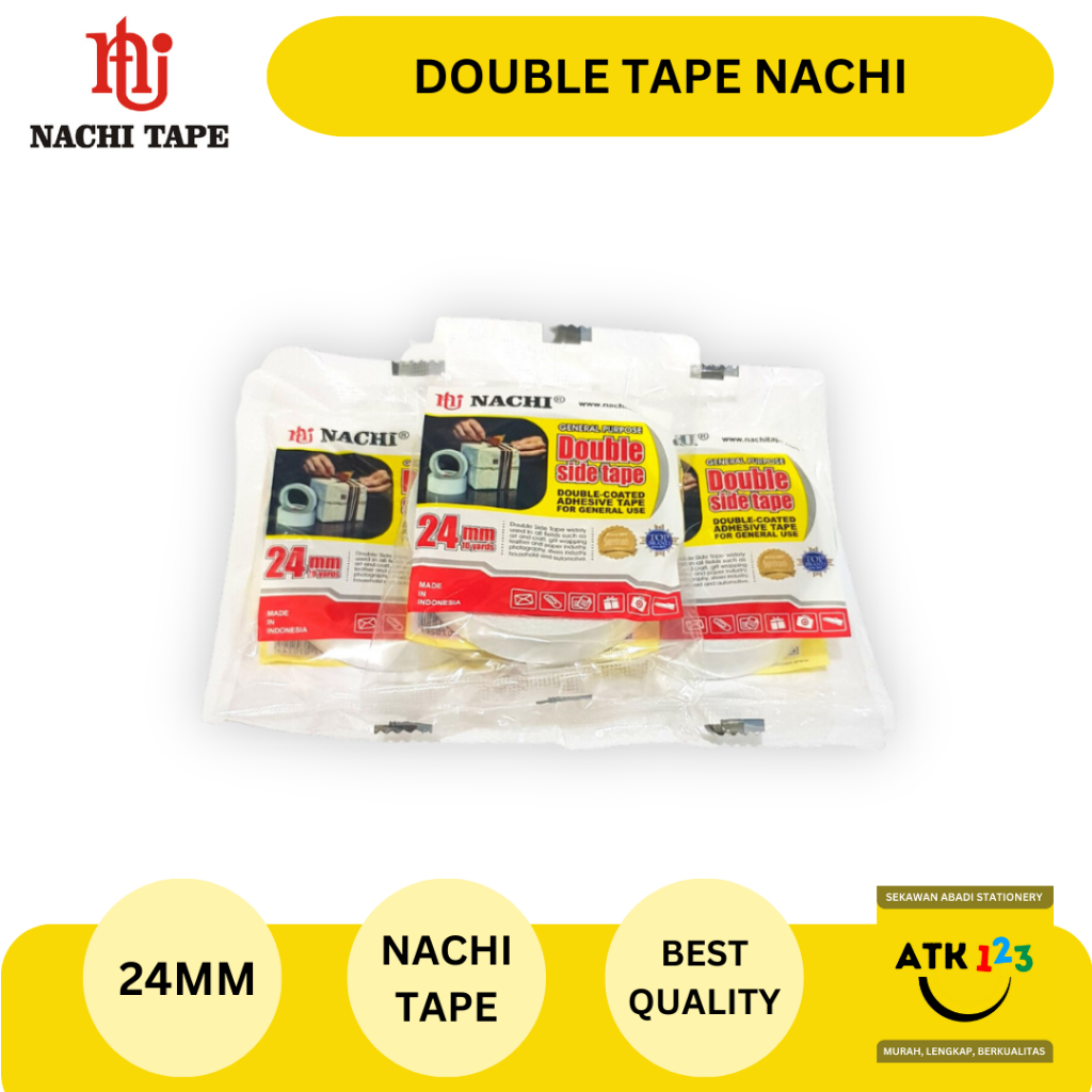 Isolasi Double Tape / Isolasi Bolak Balik Nachi 24 mm x 10 yards