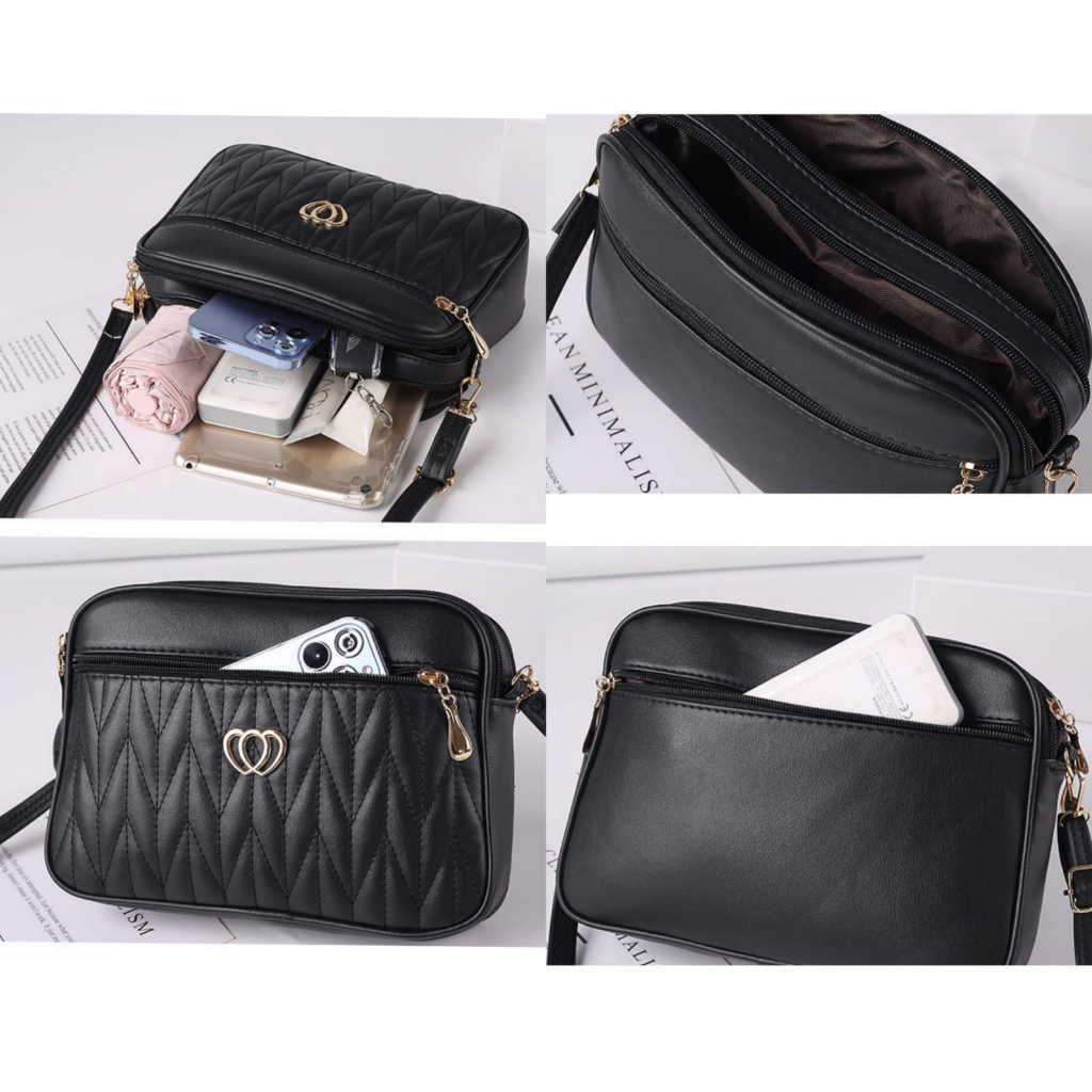 TAS SELEMPANG WANITA PREMIUM IMPORT BRANDED PESTA KULIT HITAM SLING BAG CEWEK KOREA REMAJA MURAH SHOULDER BAHU TERBARU BATAM SIMPLE ALZARA TA808B5 KEKINIAN