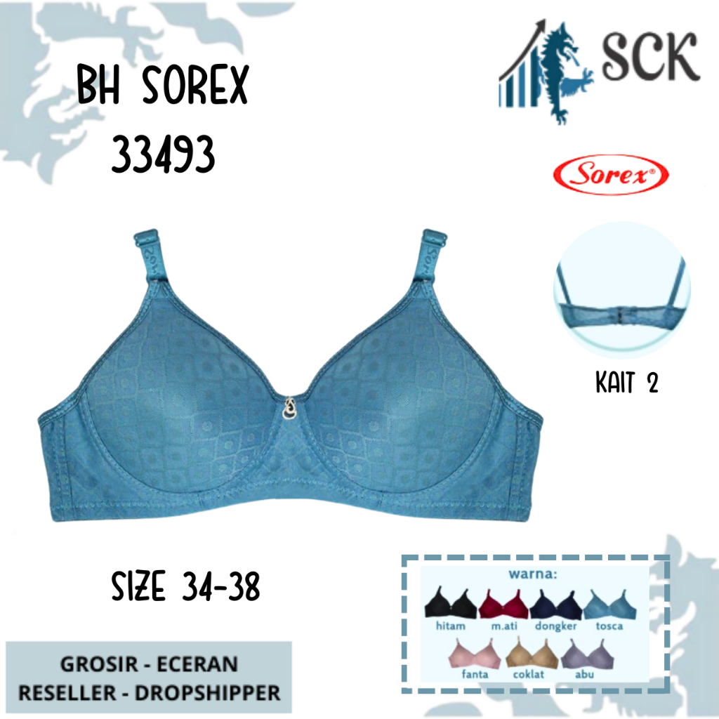 BH SOREX 33493 Tanpa Kawat Busa Tipis Polos CUP A-B / Pakaian Dalam Wanita