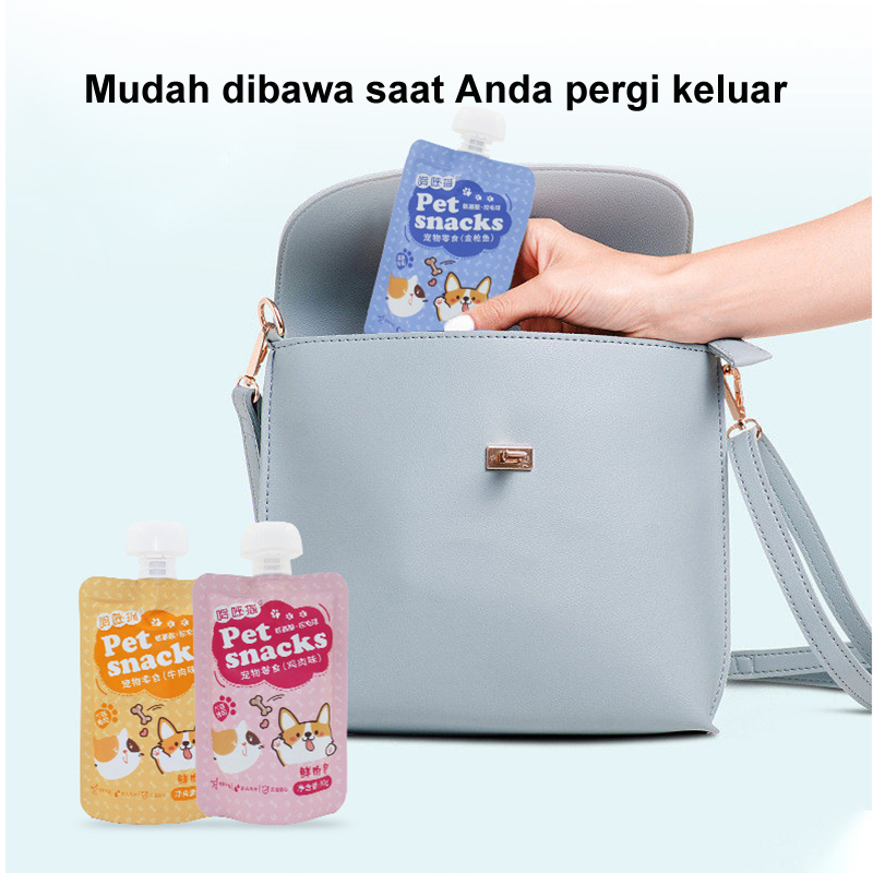 Makanan Kucing Basah Camilan Kucing Pouch Kitten &amp; Adult 90gr Snack Anjing