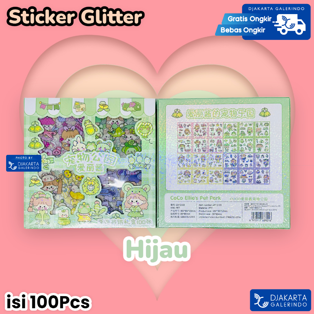 Sticker MOMO Glitter Rainbow Mix Warna Original waterproof Stiker Kartun Korea Anti Air Original isi 100pcs