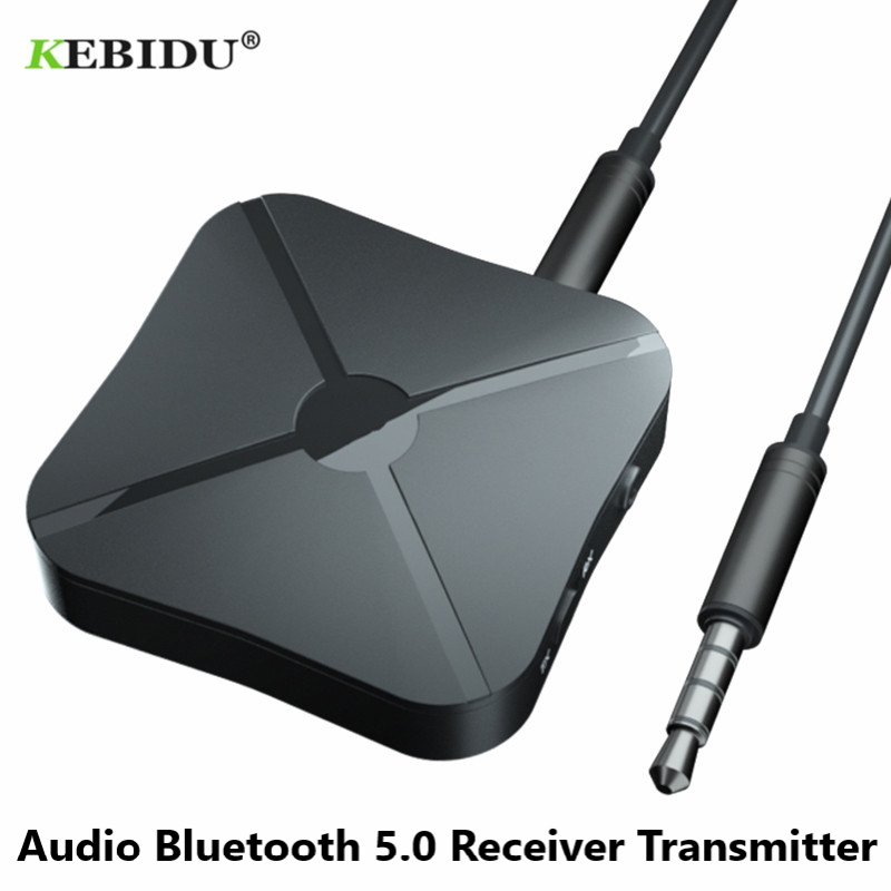 KEBIDU Audio Bluetooth Receiver Transmitter 5.0 AUX 3.5mm Speaker TV - KN319 - Black