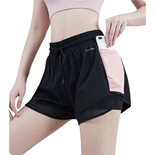 Celana Sport Hotpant Kantong Dua Layer Olahraga Senam Gym Fitness Wanita Premium 577