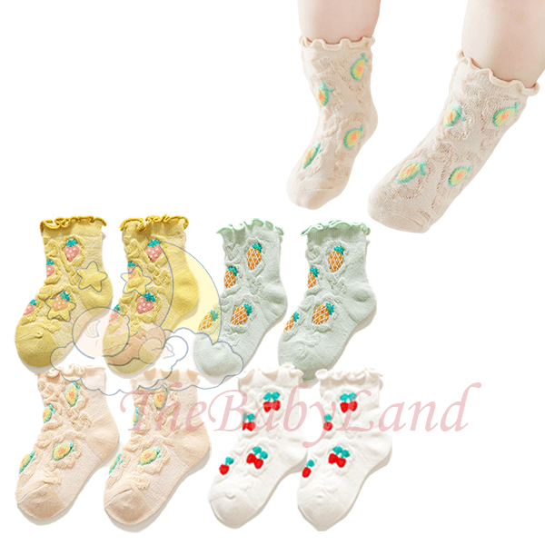 [1KG 86PCS] Babyland Kaos Kaki Anak Bayi Perempuan Motif Buah Kaos Kaki Balita Model Ruffle