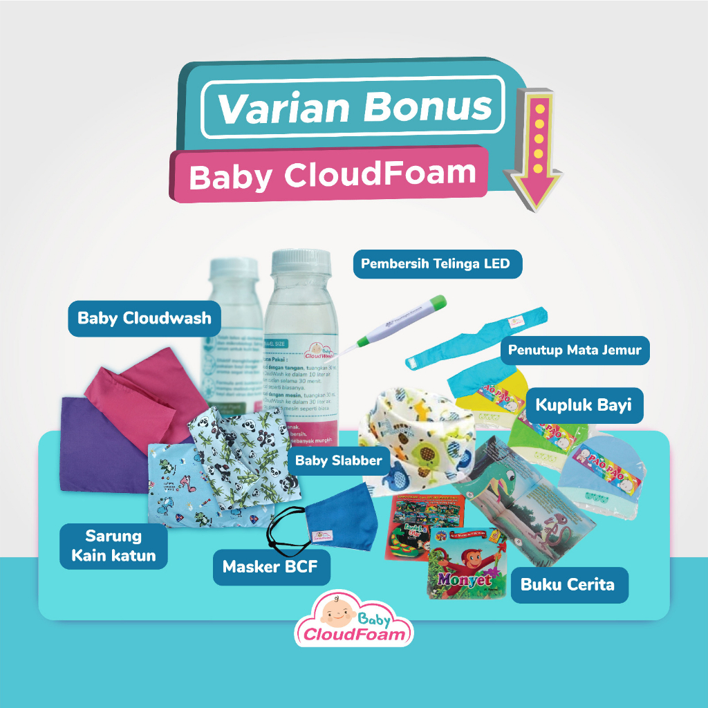 Baby Cloudfoam Bantal Anti Peyang Bayi Gratis Cetak Nama