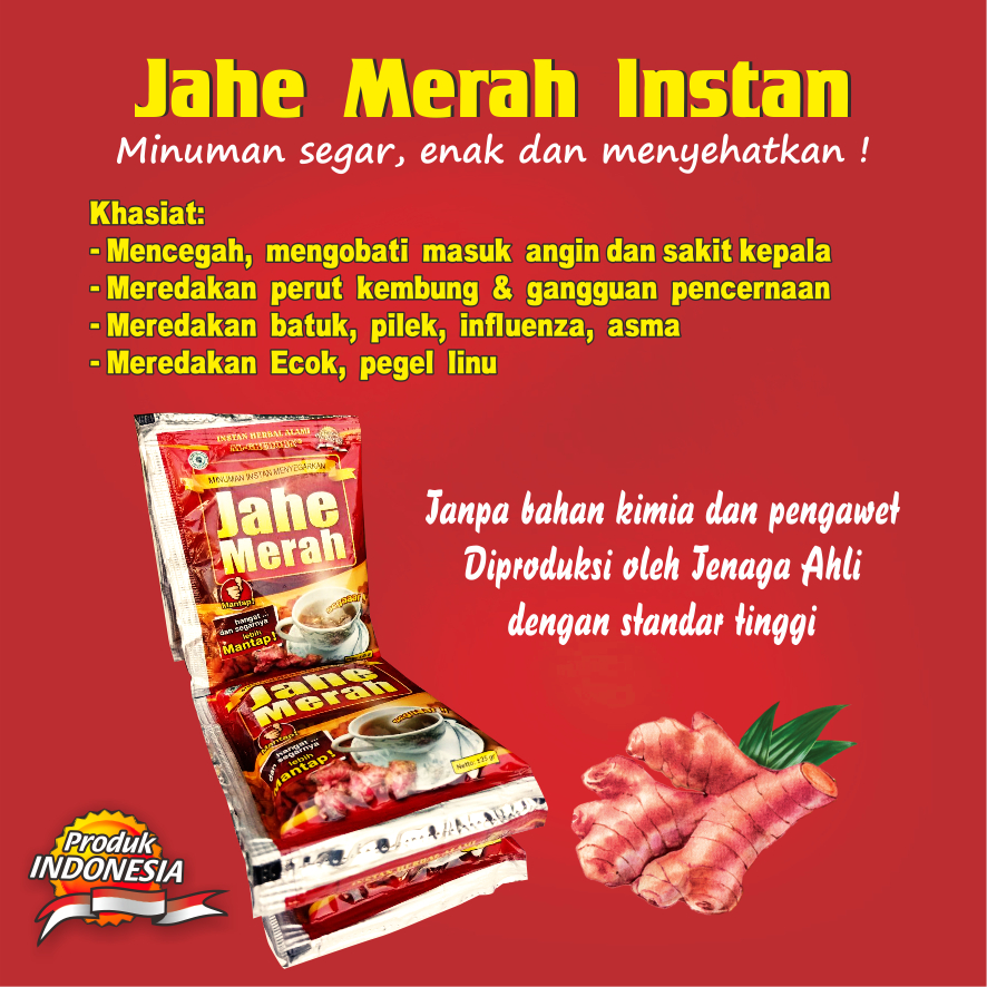 

Al-Ghuroba Jahe Merah Instan Herbal Flu Batuk Pilek, Mag, Nyeri Sendi, Gula Darah, Renteng 10 Sachet