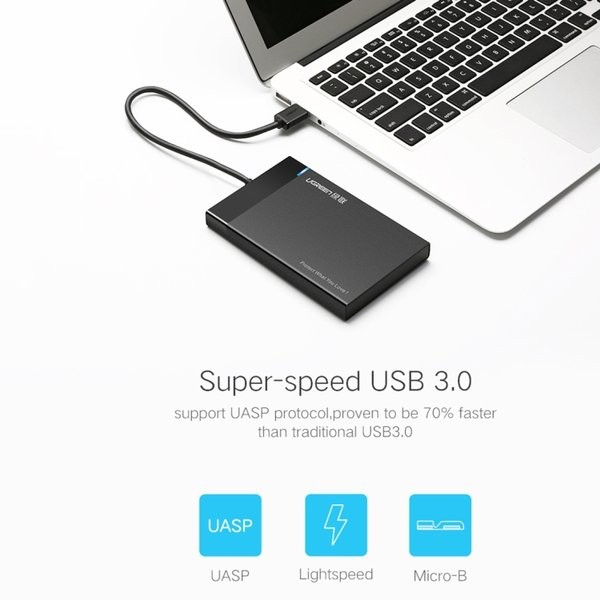 UGREEN Casing Hardisk USB 3.0 External Hard Drive HDD SATA SSD Enclosure Max 10TB 2.5inch 30847