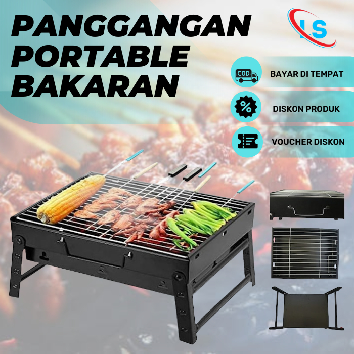 Panggangan Sate Portable / Alat Pemanggang Ikan Bahan Tebal / Bakaran BBQ Jagung / Ayam / Sosis