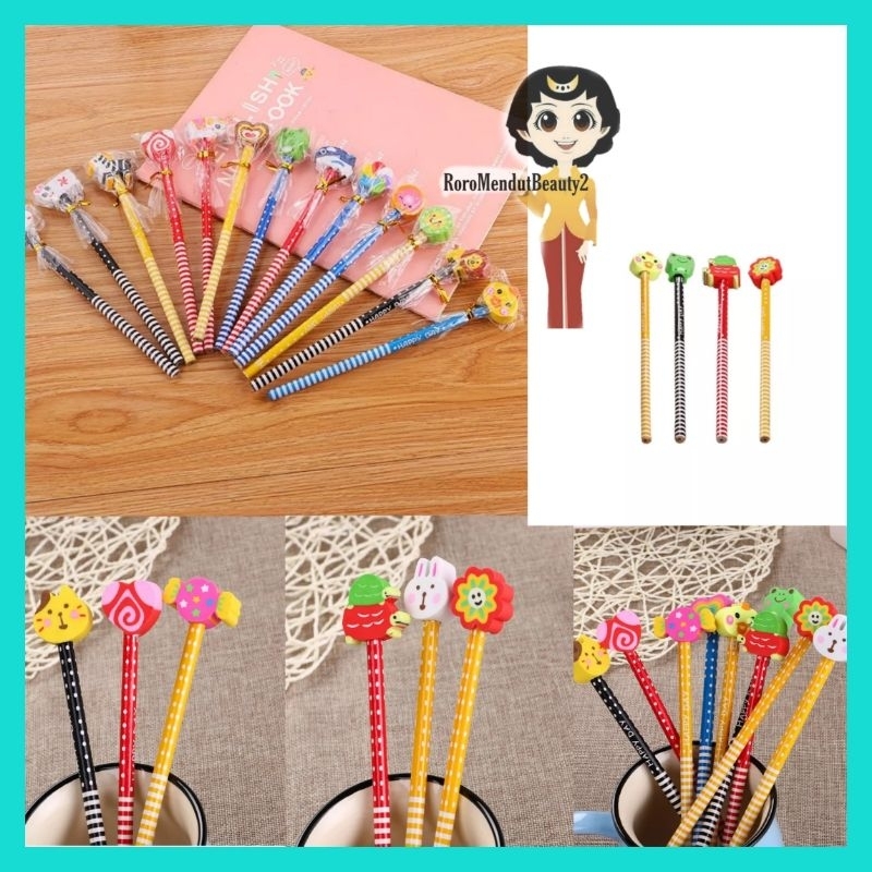 

2 In 1 Set Pensil + Penghapus Karakter Lucu