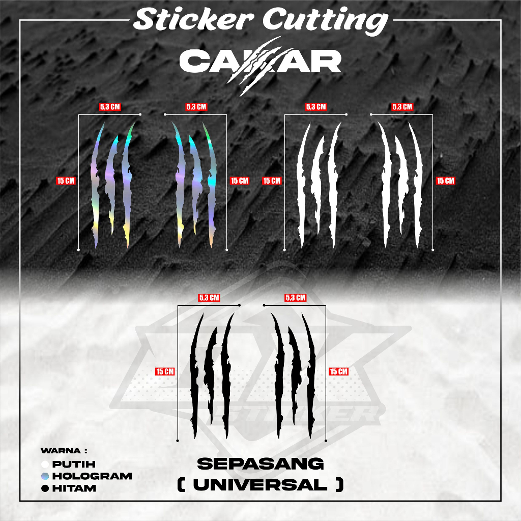 STICKER CUTTING CAKAR MOTOR / MOBIL ( 15 CM )