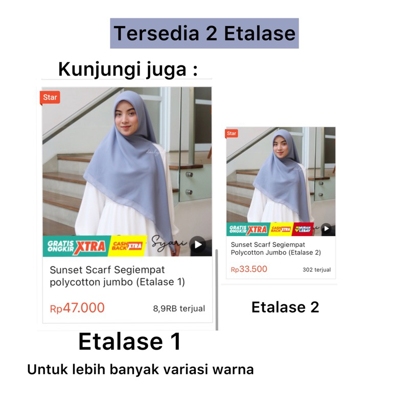 DAILYAL - Sunset Scarf Jumbo (Etalase 2 segiempat polycotton jumbo size M,L dan XL)