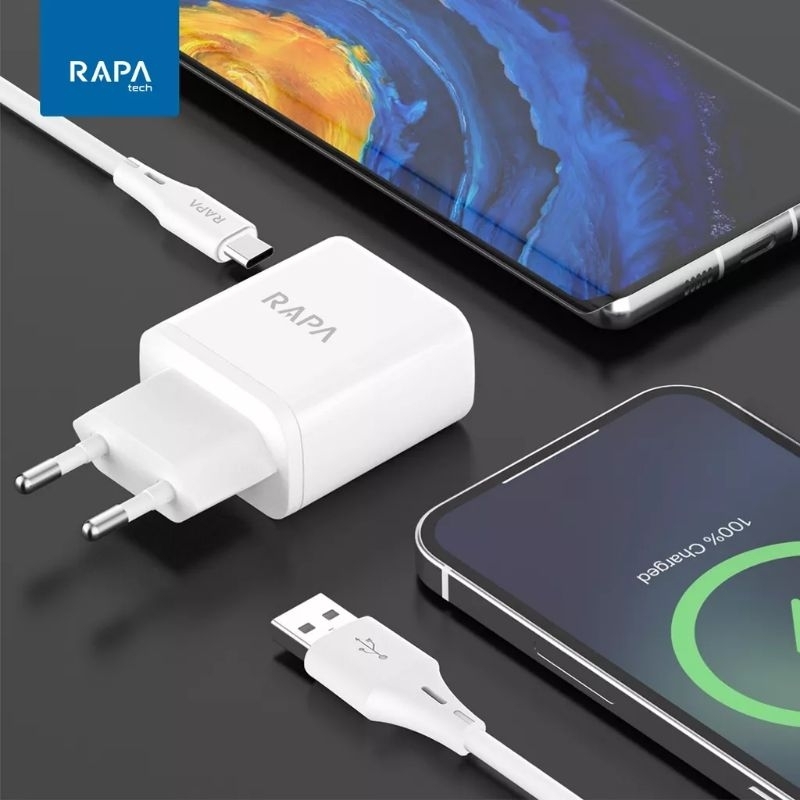 Rapa CH4101 Charger 3A 18W Fast Charging with Type-C Cable